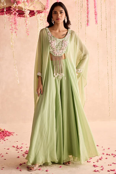 Mint green cape-style top and sharara