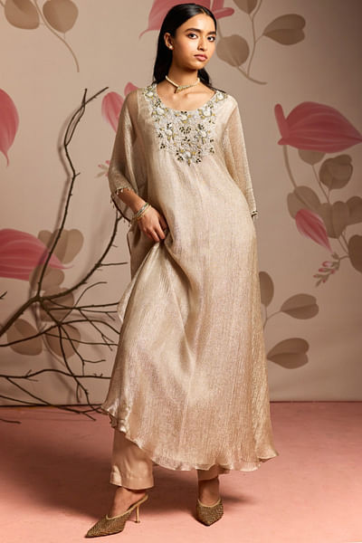 Gold embellished kaftan set