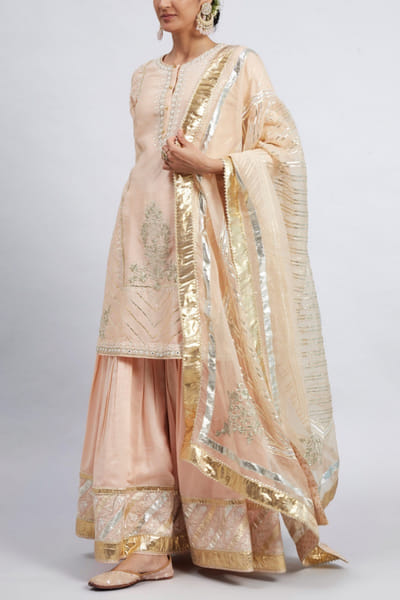 Sheetal Batra Peach gharara set STBFALAK004