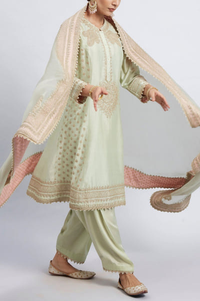 Sheetal Batra Mint green embroidered kurta set STBFIROZAH16