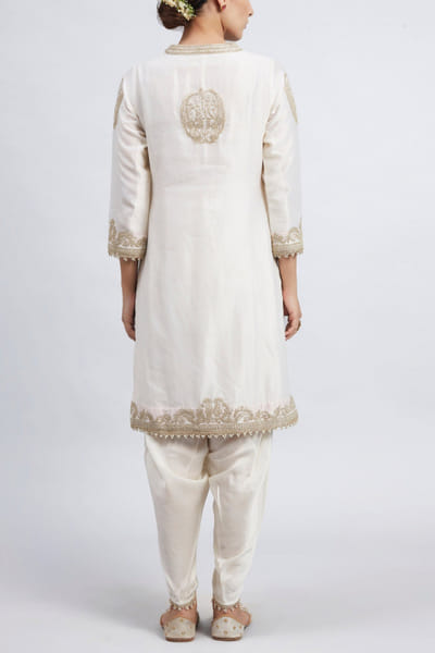 Sheetal Batra Ivory embroidered kurta and dhoti STBFIROZAH18