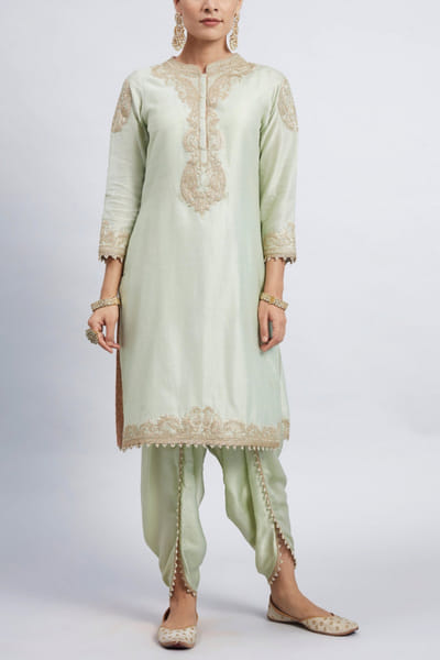 Mint green kurta and dhoti