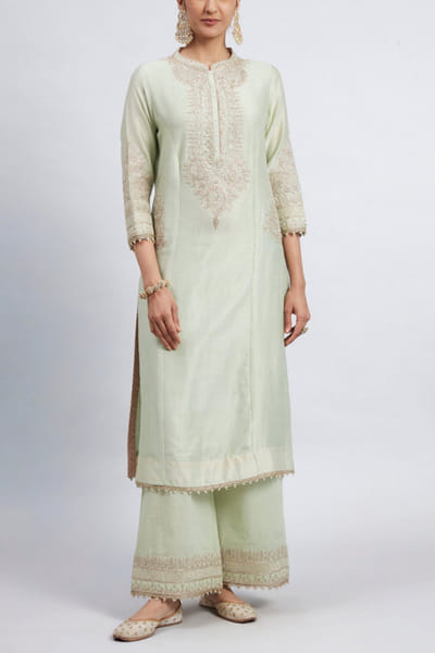 Mint green kurta and palazzos