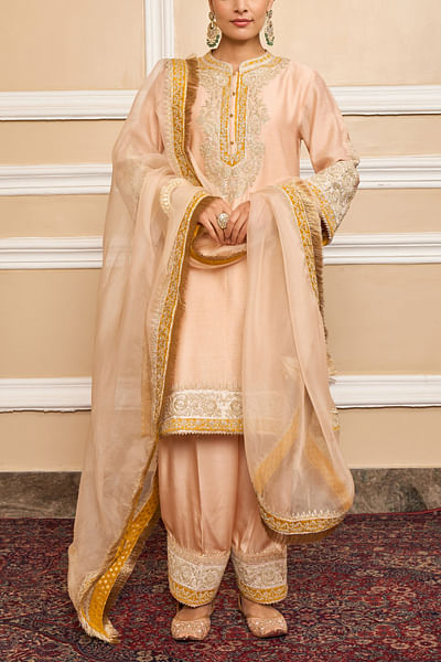 Rose pink A-line kurta set