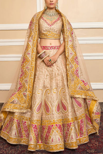 Rose pink embroidered lehenga set
