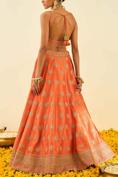 Sheetal Batra Orange and pink embroidered lehenga set STBNOOR222016