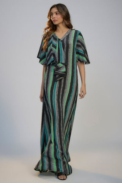 Black and green printed dress