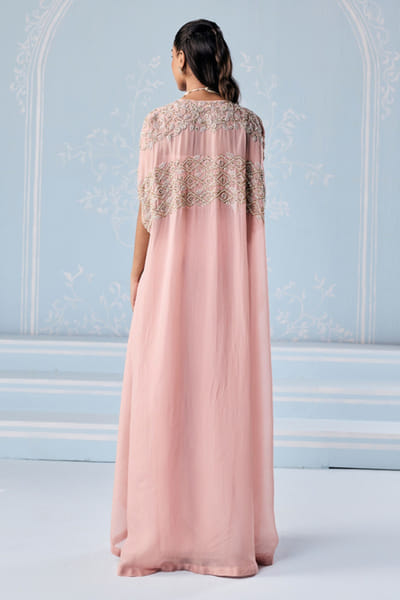 Seema Thukral Pink aari hand embroidered cape-skirt set SEEMJUN26D147789