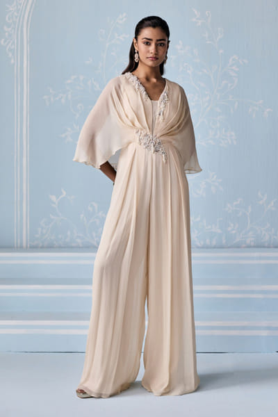 Seema Thukral Ivory aari hand embroidered jumpsuit SEEMJUN26D147798