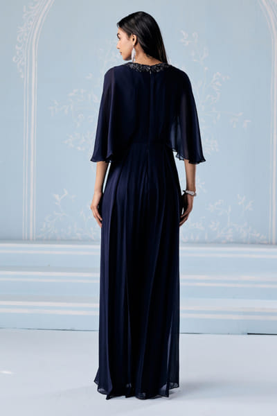 Seema Thukral Navy aari hand embroidered pleated jumpsuit SEEMJUN26D147815