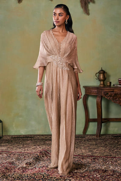 Seema Thukral Gold aari hand embroidered jumpsuit SEEMJUL26D150951