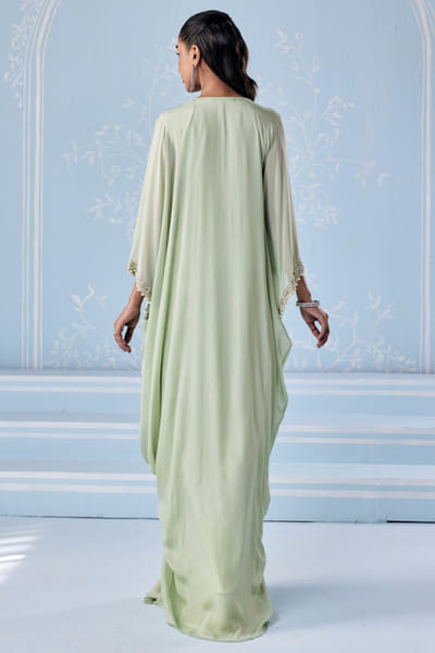 Seema Thukral Mint green aari hand embroidered kaftan SEEMJUN26D147808