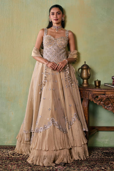 Seema Thukral Gold aari hand embroidered lehenga set SEEMJUL26D150945
