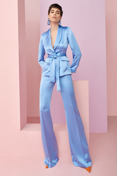 Khushboo & Pankaj Sky blue satin blazer set KHUSAPR26D143305