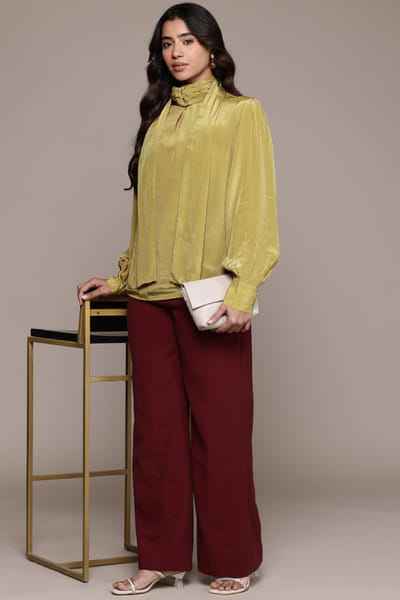 Mustard viscose crepe top