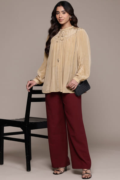 Peach viscose crepe top