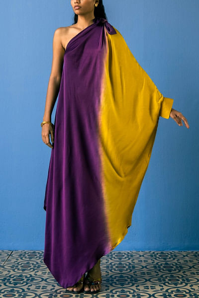 Purple leheriya shaded dress