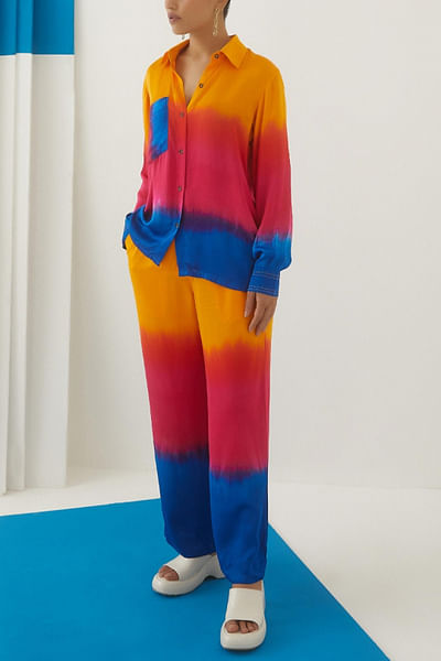 Sunset tie & dye shirt and trousers