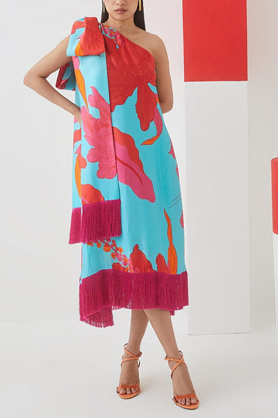 Blue one shoulder dress