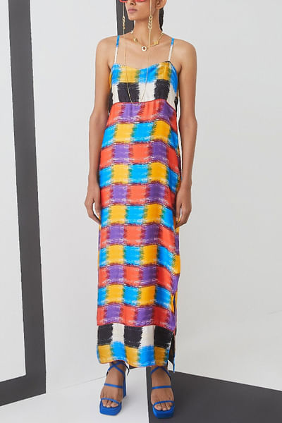 Checkered slip dress