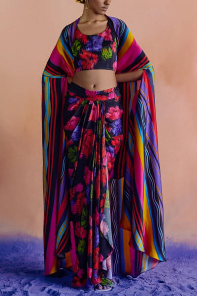 Studio Rigu Floral printed blouse and skirt STRJAN22002