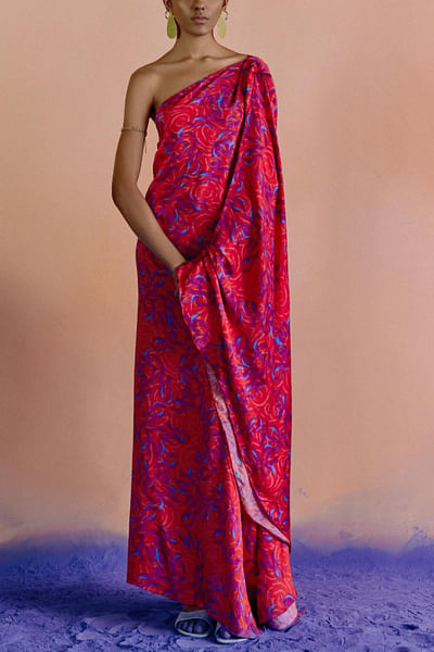 Printed one shoulder dress