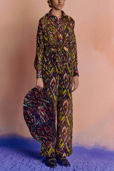 Ikat organza shirt and trousers