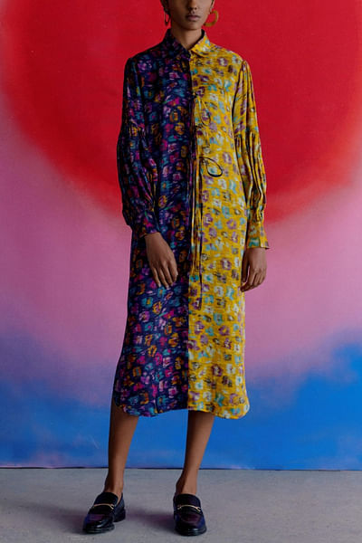 Yellow and blue floral dress