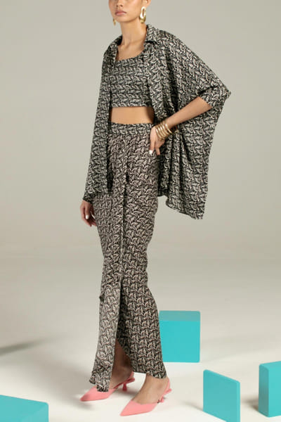 Draped skirt and kimono set
