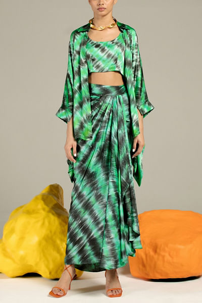 Tie & dye skirt and kimono set