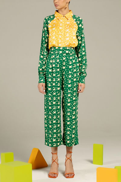 Green printed co-ords