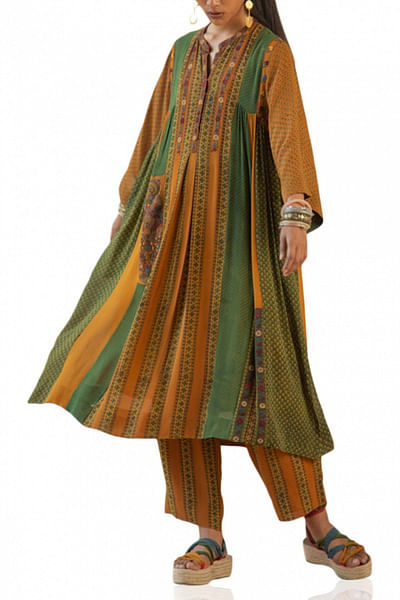Ajrakh printed and pleated dress