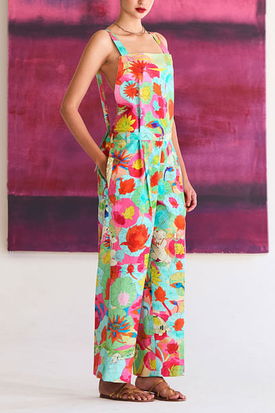 Pink printed dungaree