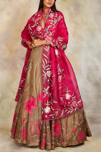 Sue Mue Olive organza lehenga set SUE1472