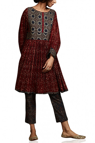 Rust embroidered tunic and pants