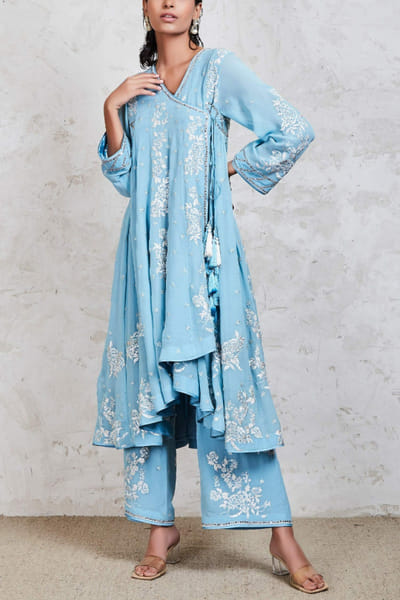 Sue Mue Blue embroidered anarkali set SUEZIYAM2204