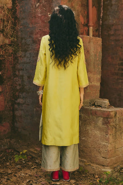 Rashika Mittal Yellow embroidered kurta set RASHJUN26D146576
