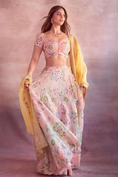 Anamika Khanna Pink embroidered lehenga set ANAMJUL26D148816