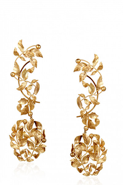 Gold rose vine earcuffs