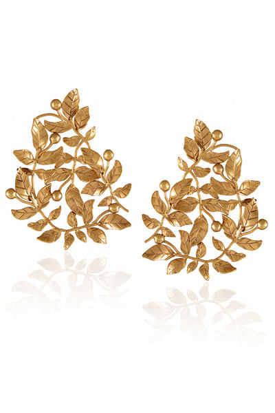 Gold rose vine earrings