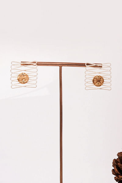 Gold and silver plated artsy earrings