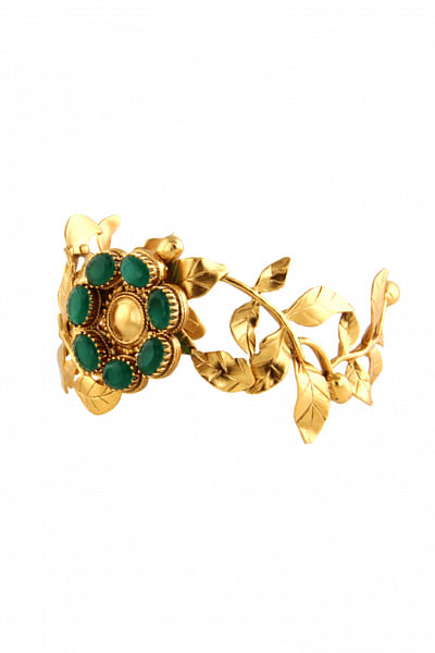 Gold rose vine bracelet cuff