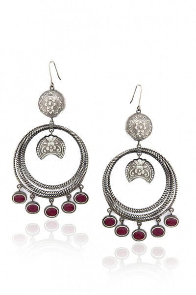 Silver floral bali earrings