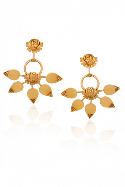 Gold rose petal drop earrings