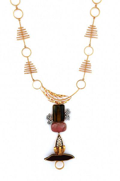 Semi-precious stones embellished necklace