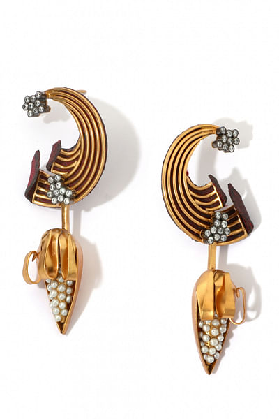 Gold plated maize earrings