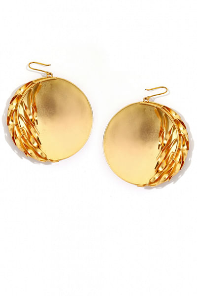 Gold plated carved hoops
