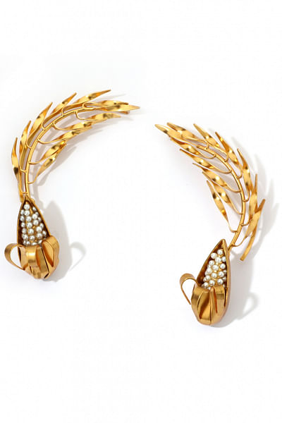 Gold plated maize earrings