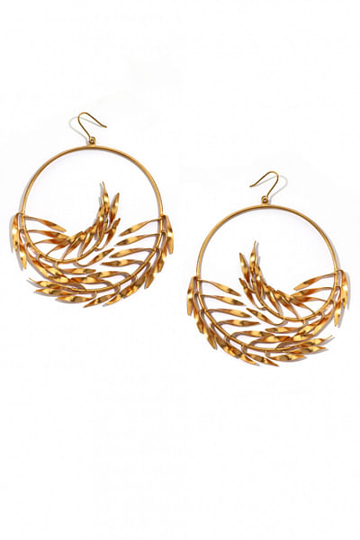 Gold plated carved hoops