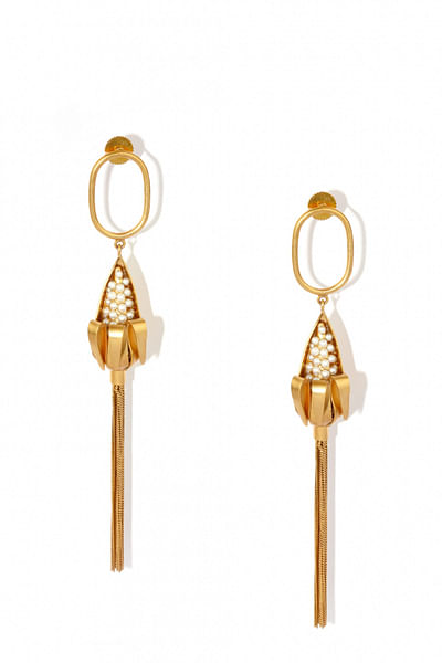 Gold plated corn and tassel earrings
